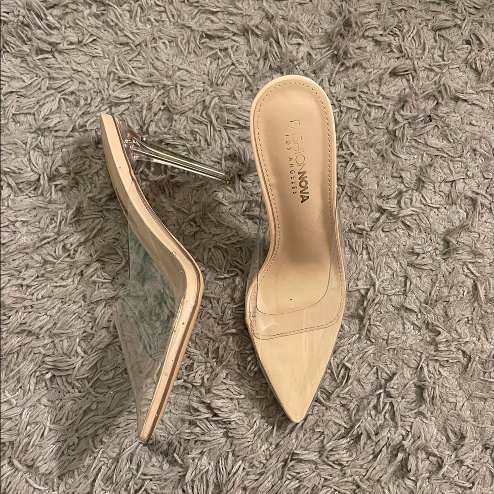 Clear pointy heels